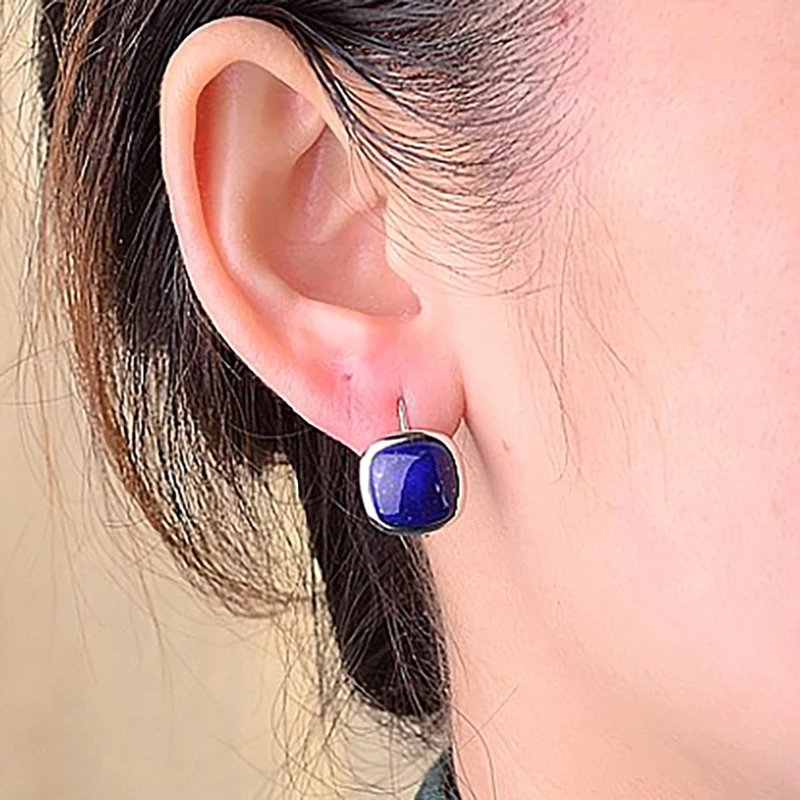 Женские серьги подвески из серебра 925 пробы с лазуритом|Серьги-подвески| |