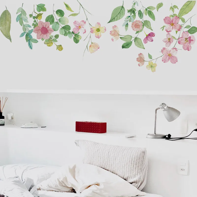 Watercolor Flower Wall Sticker - Bedroom and Living Room Decor - Removable Floral Wall Decal for Girls' Room image 5