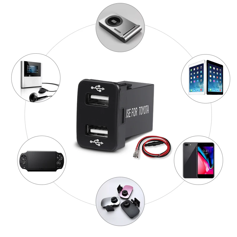 1 шт. автомобильное зарядное устройство для Toyota 5 В 4 2 А с двумя USB портами + 12 24 со