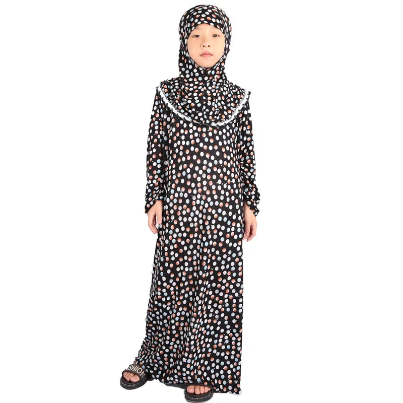 Детское платье с капюшоном Abaya длинное в турецком стиле для девочек Дубае кафтан