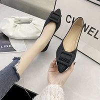 2021 new shallow mouth womens flat bottomed korean version of a pedal pointed buckle peas shoes spring work womens shoes