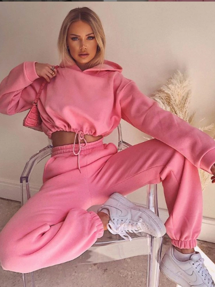 Костюм спортивный женский из двух предметов свитшот с капюшоном и штаны |