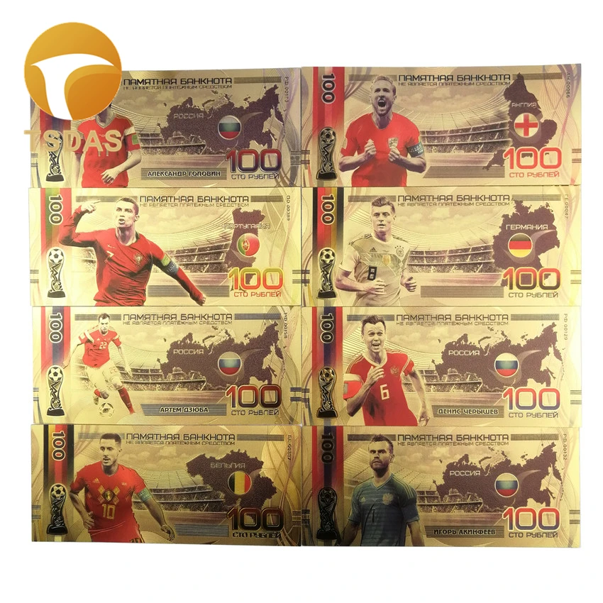 8 шт./лот красивые российские банкноты набор футбольных банкнот 100 рубля золотые