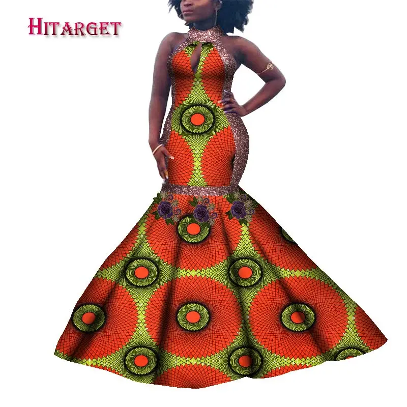 2021 African dress Party dress Multi-color floral dress Fashionable dress Sleeveless dress Tight skirt traditional dress wy7879