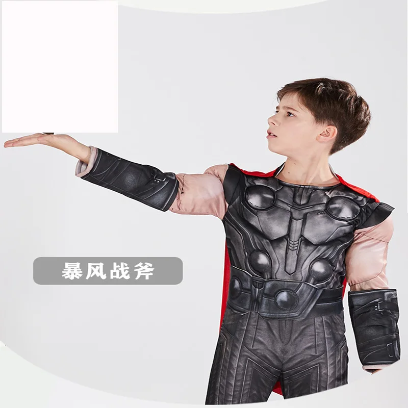Kids Costume Тор, Мстители завершающей мышцы человек костюм для мальчиков костюмированная игра Тор Костюм, способный преодолевать Броды для взрослых Детский костюм супергероя Детский костюм для Хэллоуина - Цвет: Kids Costume
