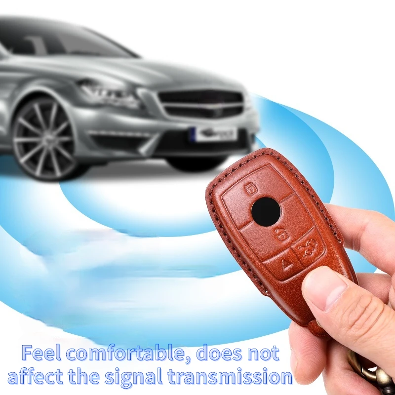

Geuine Leather Car Key Fob Chain Case Cover Holder Shell Bag Protetive for Mercedes Benz A C E S CLS Class Accessories
