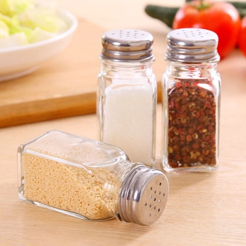 

Multiple Set Seasoning Jars Square Glass Container Seasoning Bottle Kitchen Outdoor Camping Seasoning Container Spice Container