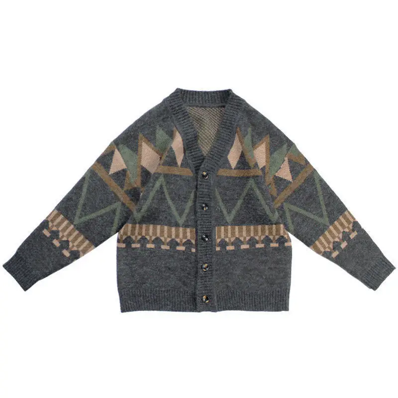 Мужской кардиган на осень и зиму хлопковый теплый свитер с V-образным вырезом