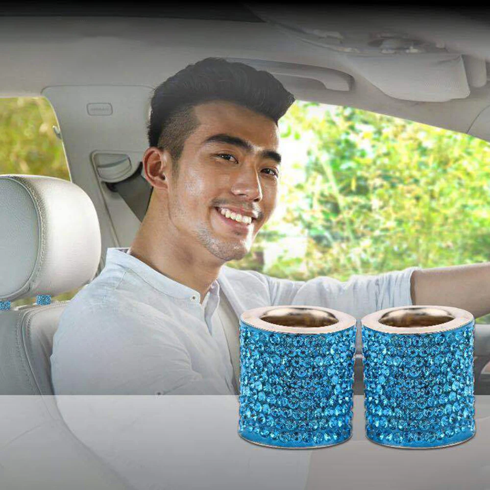 

Universal Crystal Rhinestone Car Seat Headrest Ring Collars Decor Charms Diamond Bling Car Interior Accessories for Women Girls