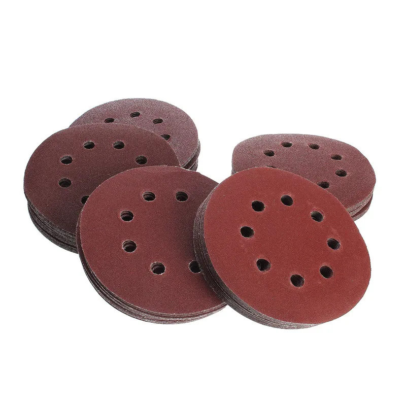 

100Pcs 5in Sander Disc 60/80/100/120/240 Grit Sandpaper Sheet Hook Loop Sanding Disc Sanding Disk for Sandpaper Grinding Disc