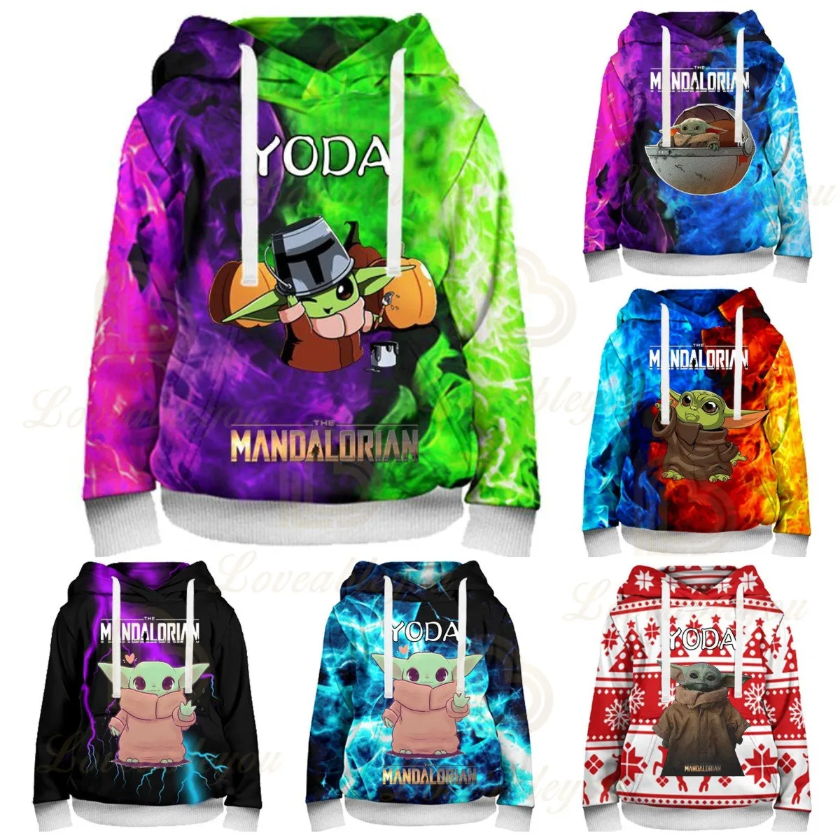 

Toddler Girl Pullover Cute Kids Hoodie Disney Baby Yoda Mandalorian 3D Sweatshirt Boys and Girls Christmas Tops Teen Clothes