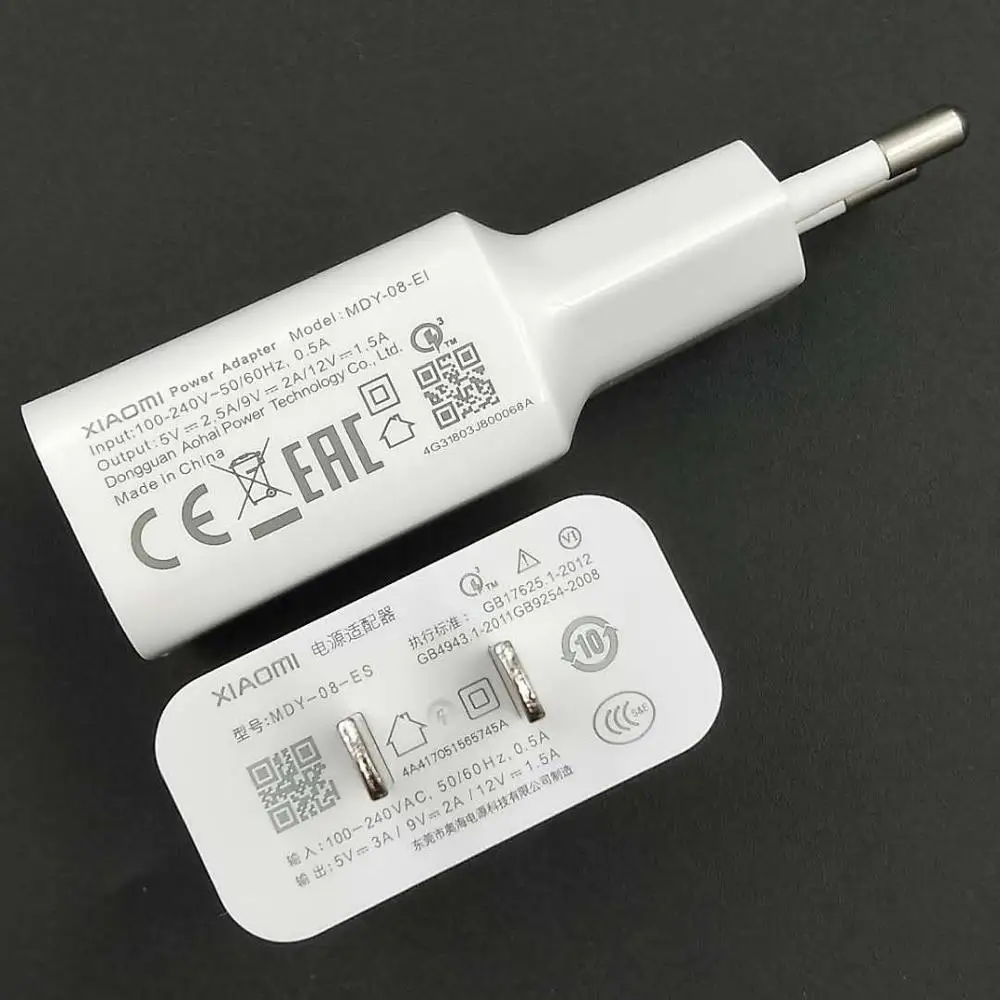 Оригинальный USB адаптер QC3.0 для быстрой зарядки Xiaomi кабель Type C Mi CC9 CC9E 9t 9se 8 8SE 6 6X 5 5c
