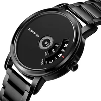 kingnuos 2020 creative fashion pointerless watch all black steel belt waterproof watch factory spot direct sales