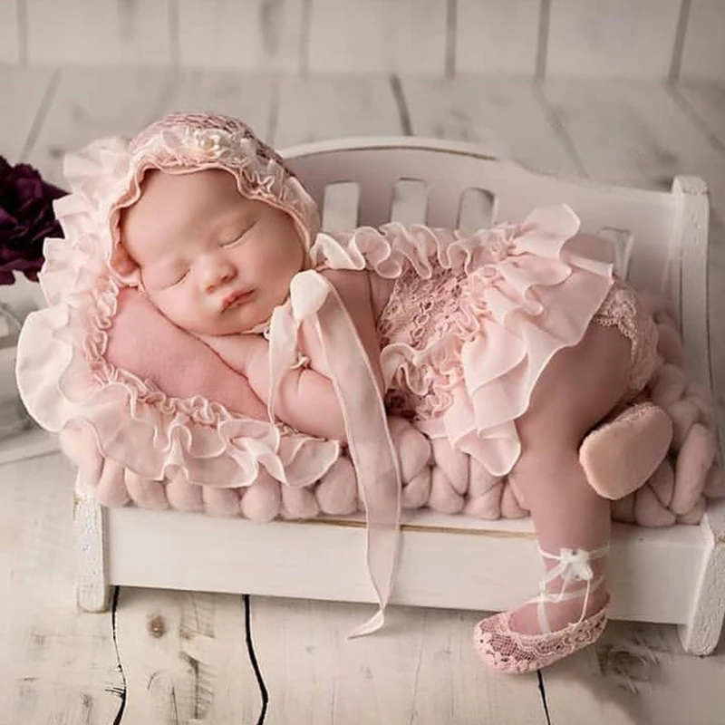 

5Pcs Baby Lace Dress+Hat+Pillow+Shorts+Shoes Set Newborn Photography Props Infants Photo Shooting Costume Outfits