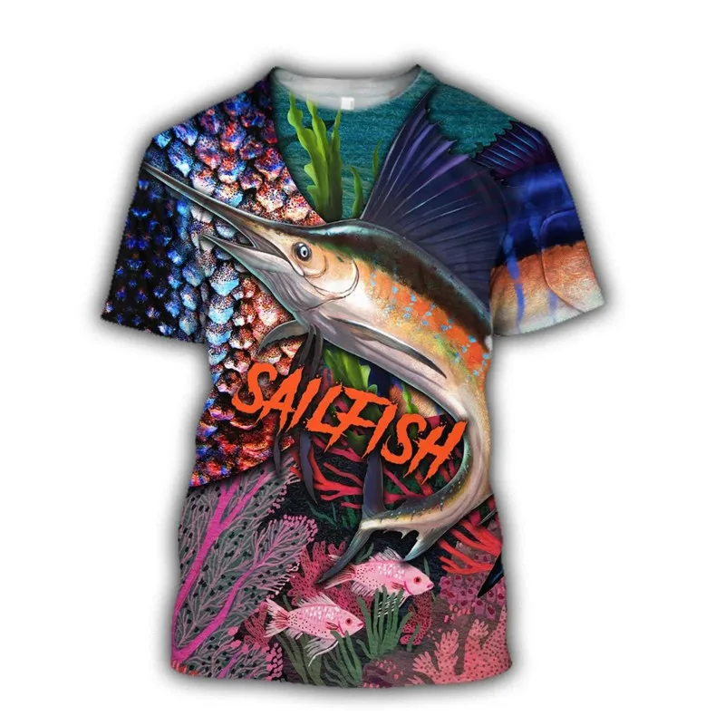 

Sommer lässige Damen und Herren kurze Oberteile, schöne Fischserie, 3D Full Print Fashion Street Rundhals T-Shirt Kostüme S-5XL