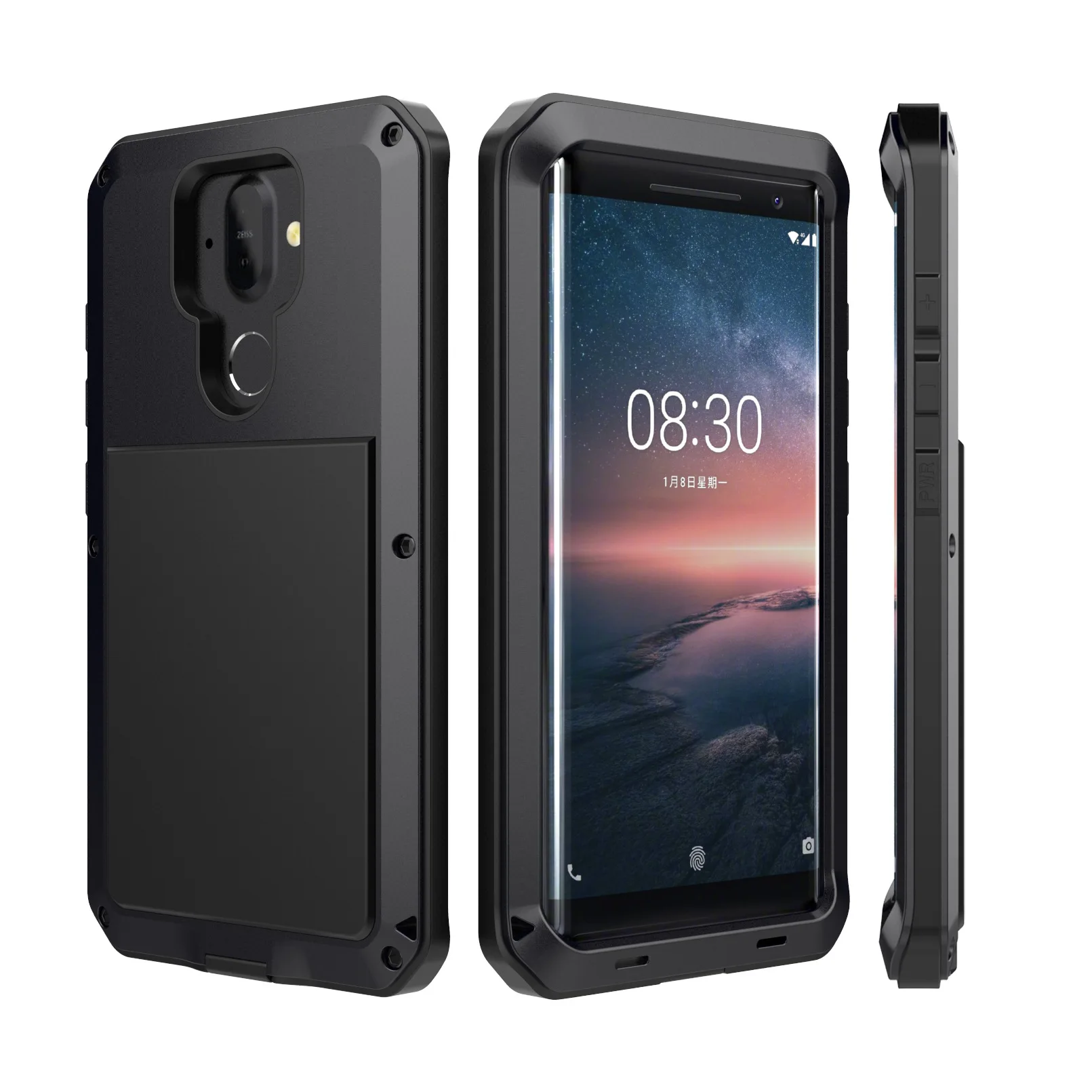 

Гибридный чехол 360 с полной защитой для Nokia 8 Sirocco, алюминиевый металлический Силиконовый противоударный защитный чехол
