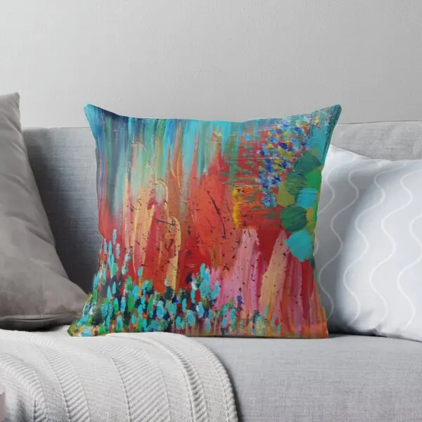 

REVISIONED RETRO - Bright Bold Red Abstr Soft Decorative Throw Pillow Cover for Home Pillows NOT Included