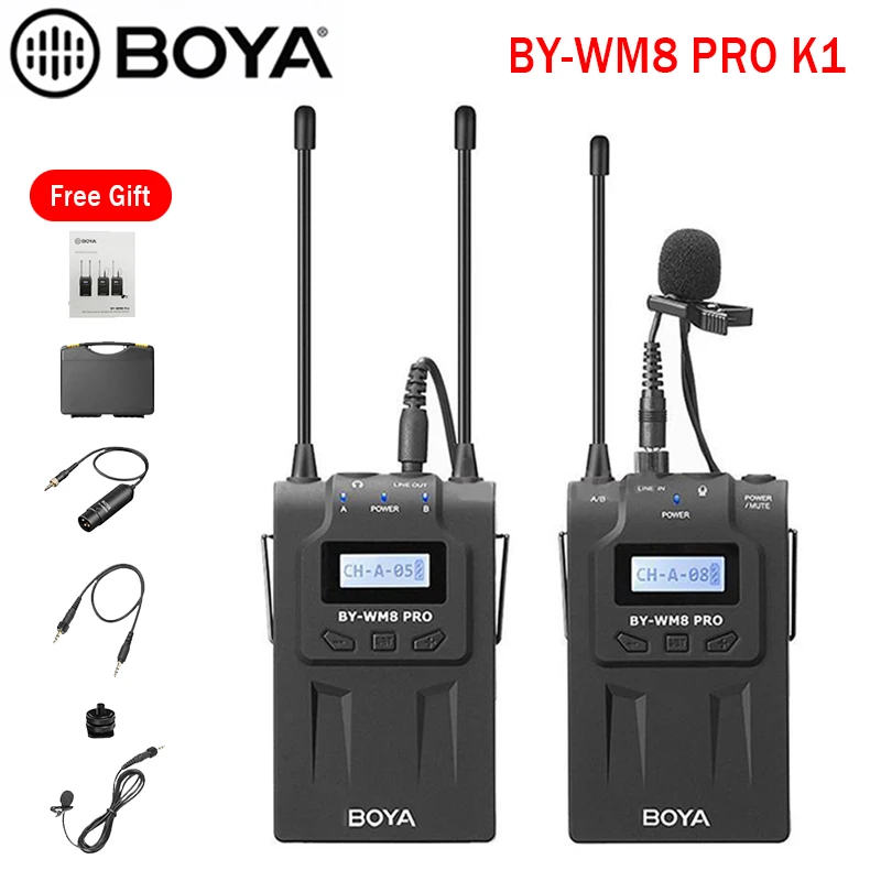 Профессиональный двухканальный петличный микрофон BOYA BY WM8 Pro K1 UHF