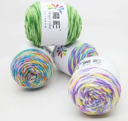 Rainbow Color Hand-woven Cotton Yarn Soft Crochet Thick For Hand Knitting Warm Sweater Sofa Cushion Scarf DIY | Дом и сад