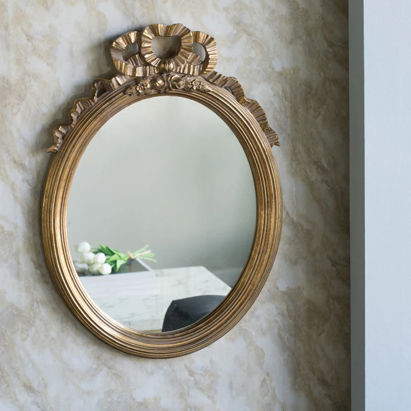 Винтажное зеркало с кружевным узором и бантом в стиле ретро подвесное розой для