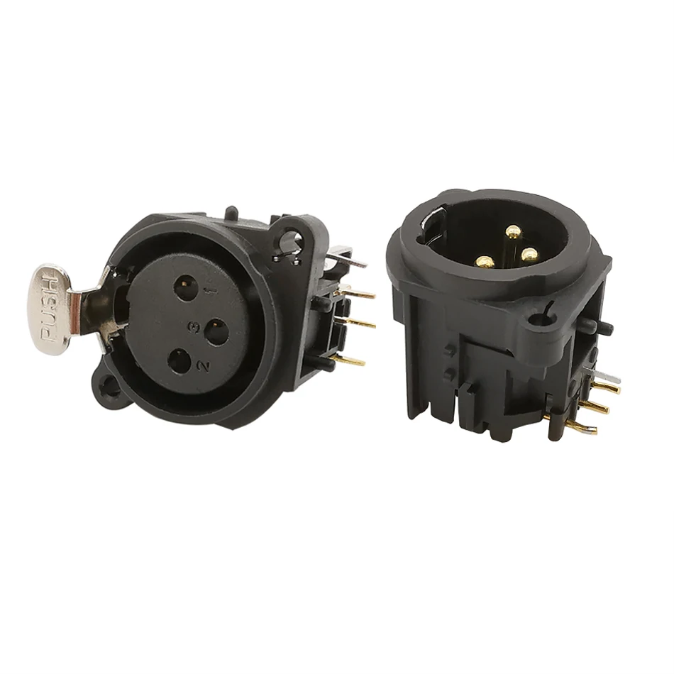 

10Pcs XLR 3 Pin Square Shape PCB Panel Mount Chassis Male Female Plug Socket Connector 3 Poles XLR Adapter Black