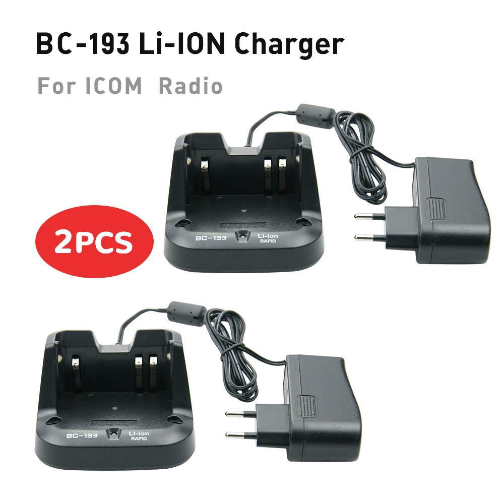 2Pcs BC-193 Li-Ion Charger for ICOM IC-F27SR IC-F3011 F4011 F3101D F4101D IC-V80 IC-V80E IC-G80 IC-T70A IC-T70E IC-F3102D Radio