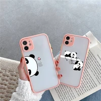 cartoon cute animal panda phone cases matte for iphone 12 mini 11 pro xr xs max 7 8 plus x hard pc back cover