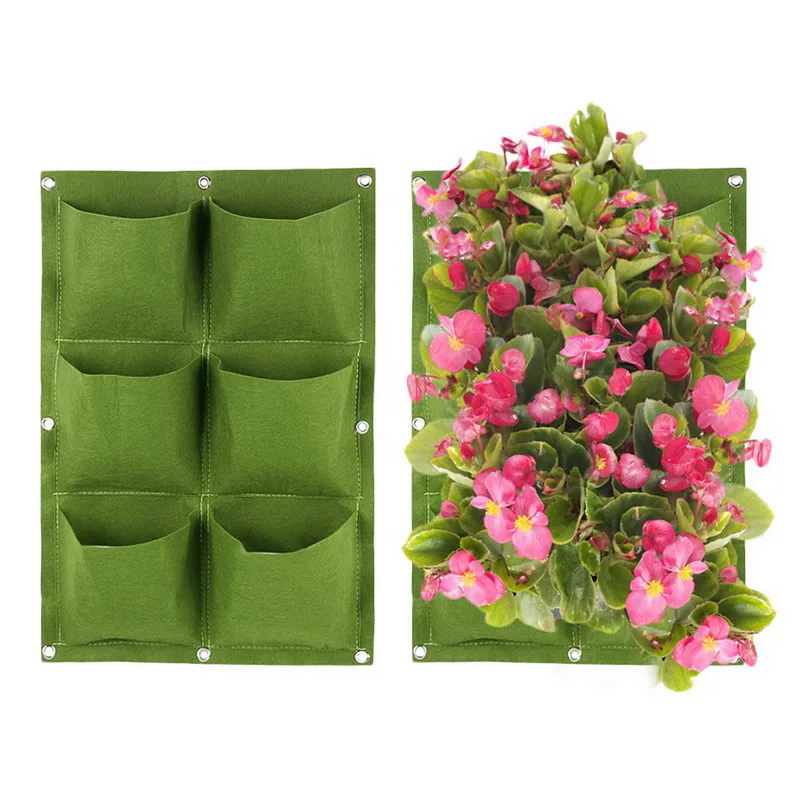 

Wall Hanging Plant Bag Garden Pots Daisy Soil Planters Flower Strawberry Felt Grow Bags Pocket Green Supplies