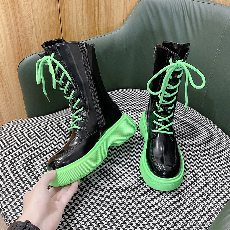 Women's Ankle Boots 2022 Autumn and Winter Latest Thick Heel Boots Women's Leather Comfortable Round Toe Platform Boots