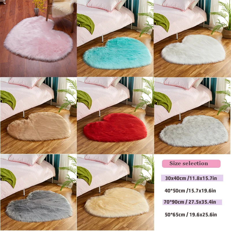 

Pink Children's Shaggy Carpet Love Heart Rugs Artificial Faux Fur Hairy Mat For Bedroom Living Room Decor Soft Plush Area Rug