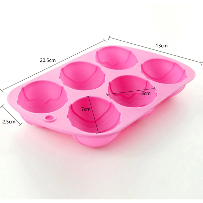 

6 Cavity Pink Silicone Mold Easter Egg Cake Decoration Tools Baking Tray Holiday Dessert Mousse Baking Cake Chocolate 3D Mold