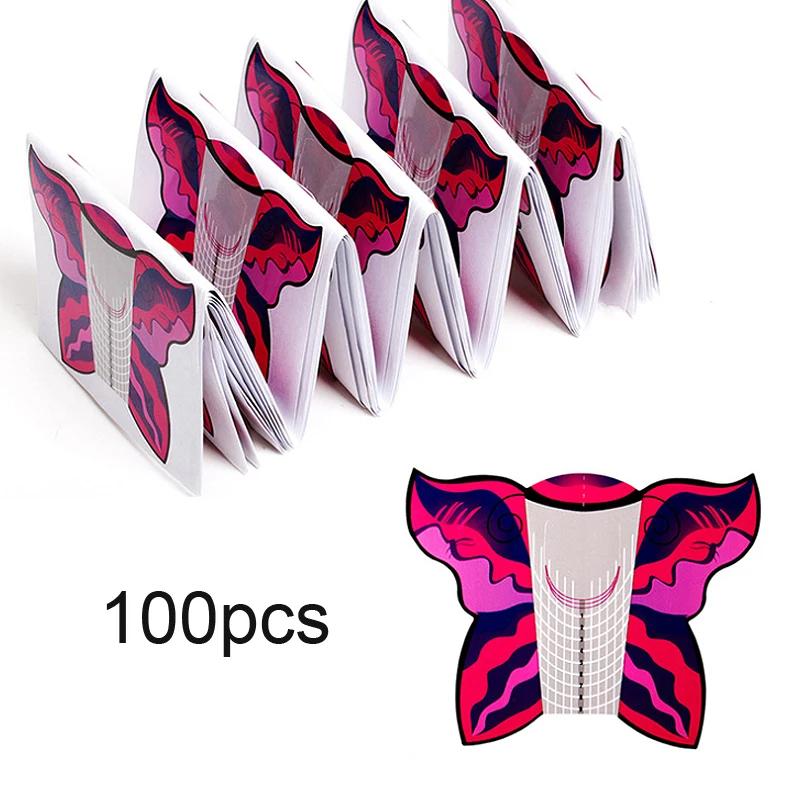 Формы для французского маникюра с бабочками 100 шт. инструменты наращивания