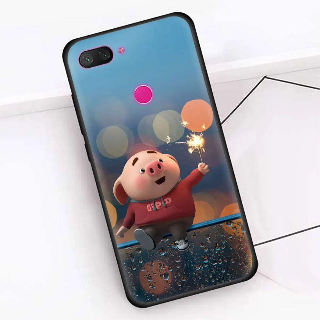 Soft silicone Cover for Redmi 6 K20 Pro 5 Plus 6A 5A 4A 7 7A 8A S2 Go Black Phone Case Cute Pig | Мобильные телефоны и
