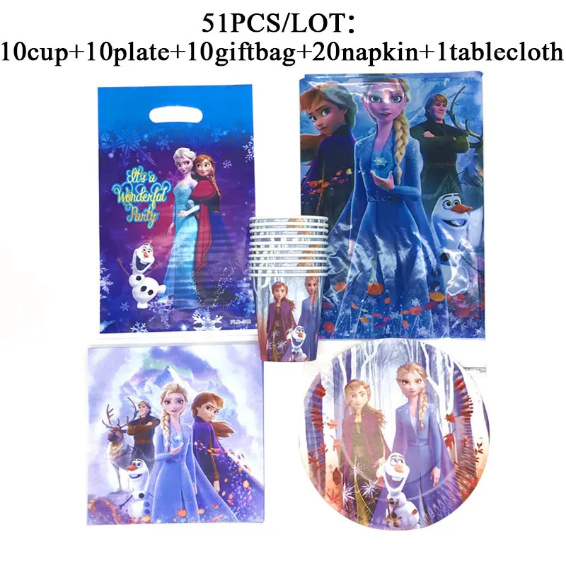 Наборы для детского дня рождения Холодное сердце одноразовые тарелки девочек