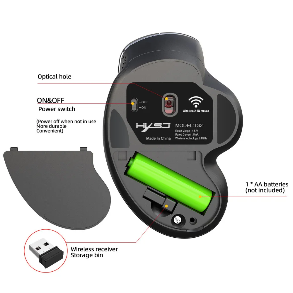 

2.4G wireless mouse office game ergonomic mouse grip comfort 3600Dpi gaming mouse for PC office