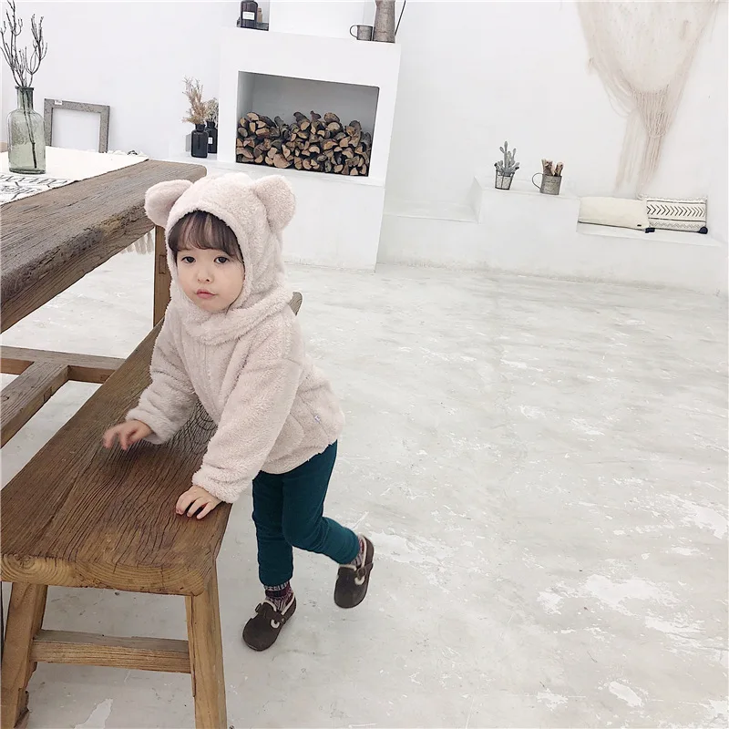 Новое Детское однотонное мягкое пальто кораллового цвета с длинными рукавами для младенцев повседневные рубашки с шапкой для мальчиков и девочек одежда для малышей