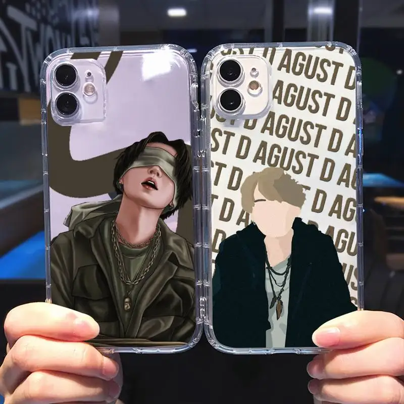 

Agust D suga Phone Case For iphone 13 12 11 8 7 plus mini x xs xr pro max Transparent soft