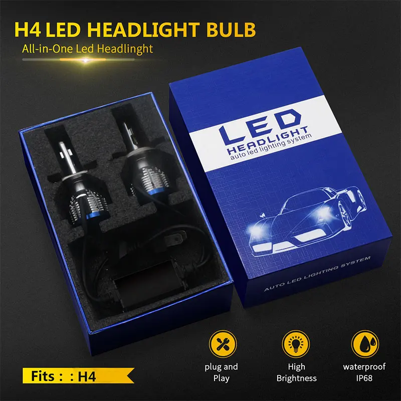 Мотоцикл LED 6000K фары лампы фар Противотуманные L12-H4/9003 Hi/Lo луч для Honda Goldwing 1500 1988-1997