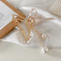 hollow out bow pearl tassel hair pins women girl vintage metal silver color harajuku hair clip jewelry accessories new geometric