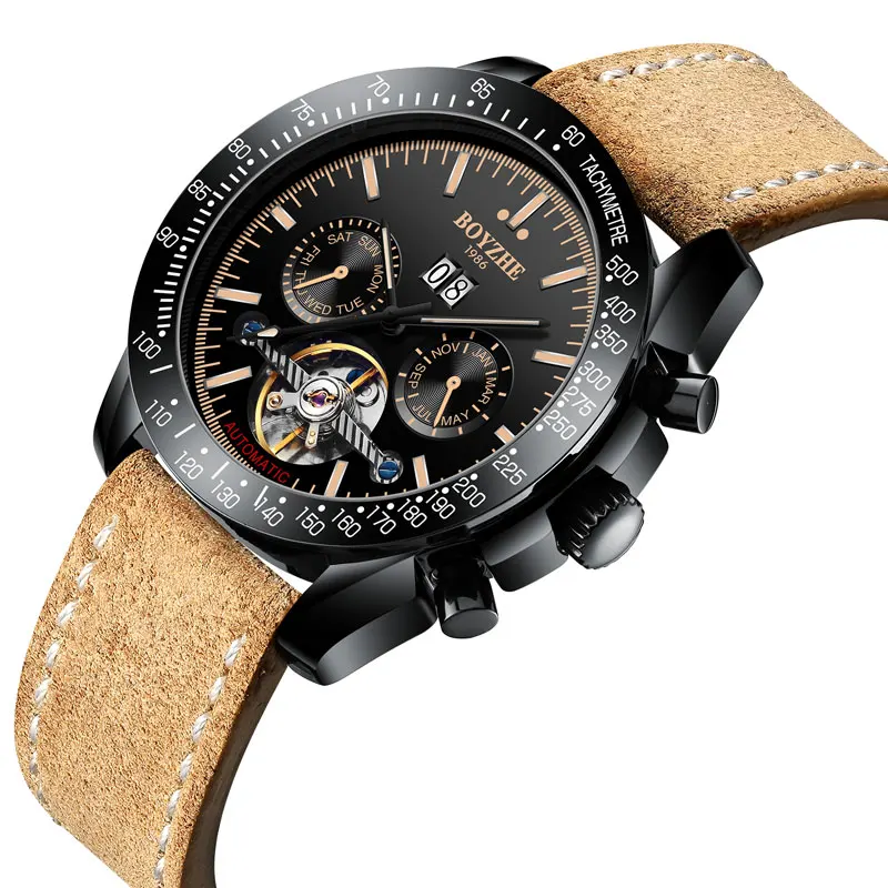 Часы BOYZHE Мужские механические Автоматические полые водонепроницаемые