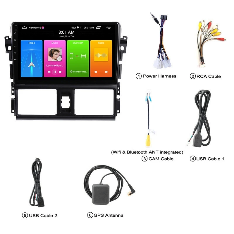 

10 Inch 2 Din Android 10.0 Car MP5 Player Stereo Radio 2+16GB Wifi Bluetooth GPS Navigation for Toyota Vios 2014-2016