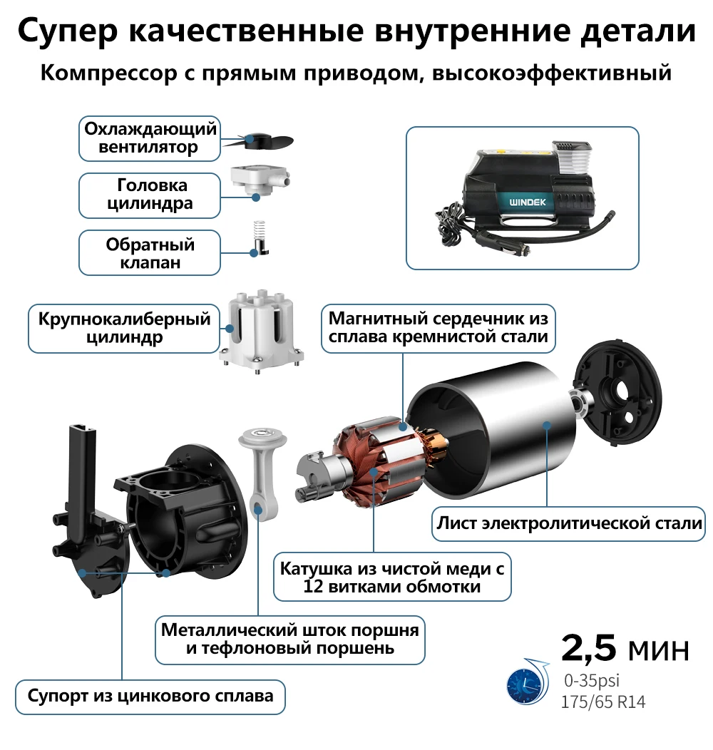 WINDEK цифровой автомобильный насос для шин автомобильный компрессор 12V Супер Быстрый Насос автомобильный воздушный компрессор для автомобиля шины для внедорожника