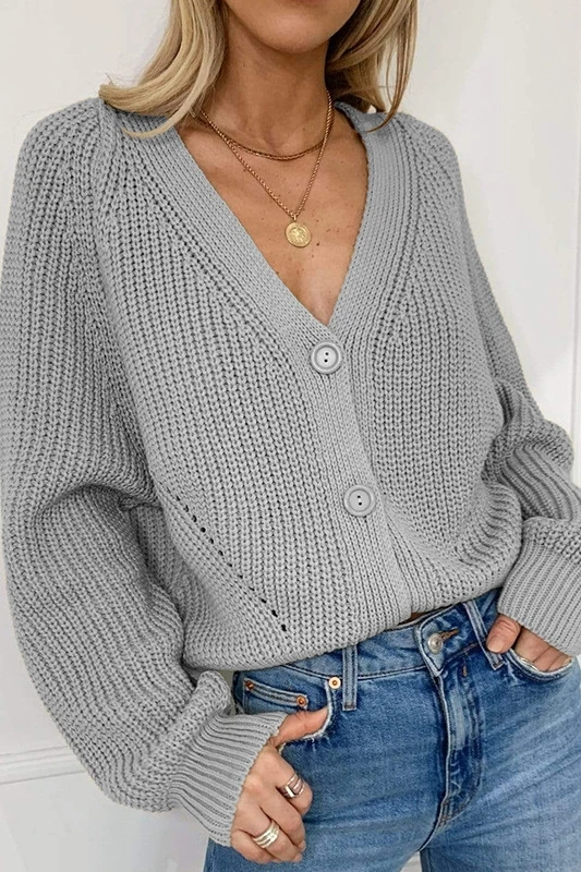 

Vintage Cardigan Casual Women Khaki White Long Sleeve Knitted Sweater Tops Harajuku V Neck Sweater Oversize Autumn Winter Nice