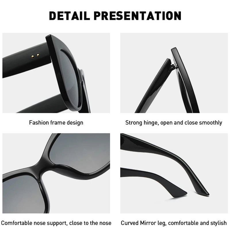 

YOOSKE Fashion Oversized Sunglasses Women Men Cat Eye Eyewear Men Brand Designer Gradient Colored Sun Glasses Shades for Ladies