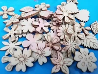 50pcs laser cut wood flowers and leaves embellishment wooden shape craft wedding decor diy craft mini mixed