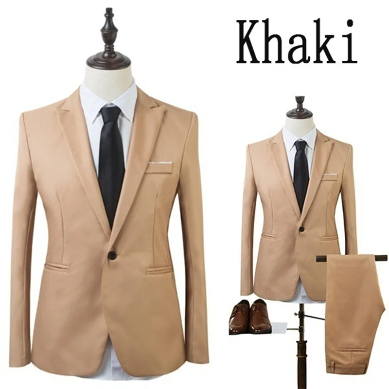 ZOGAA 2019 High Quality Men Fashion Slim Suits Male Business Casual Groomsman 2pcs Wedding Suit Men's Jacket Pants Trousers Sets | Мужская