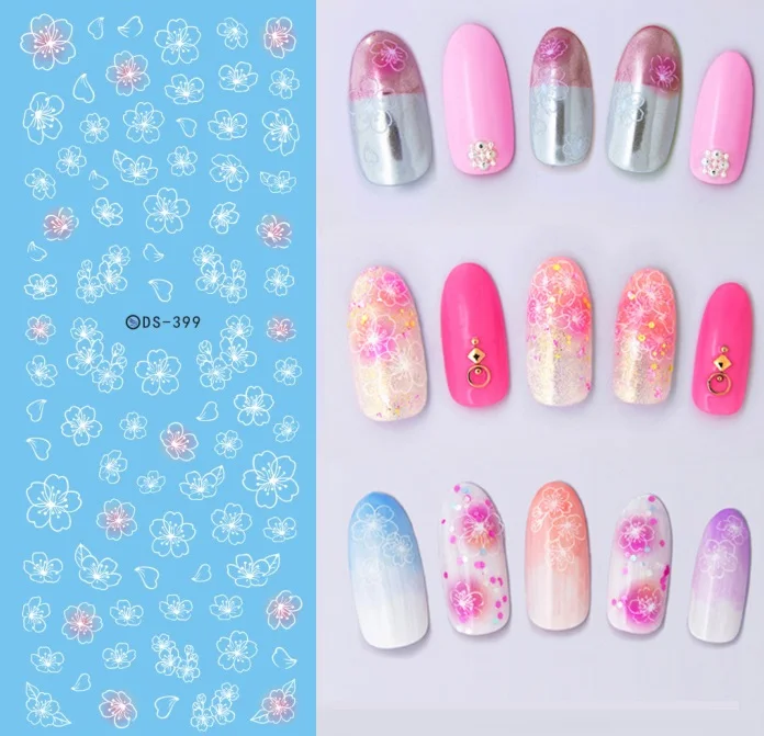 DS399 Платье с цветочным рисунком дизайн! Лак для ногтей Вода деколь декорации Дизайн Наклейка для водяного переноса изображения на ноготь для ногтей советы красоты - Цвет: DS399