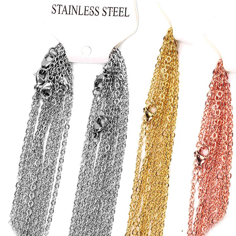 WIWI 5 шт./лот 50 см из нержавеющей стали o-образные плоские цепи крест ожерелье DIY