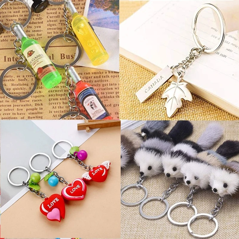 

300Pcs 30mm Flat Key Chain Rings Kit Split Keychain Ring Jewelry Findings Making