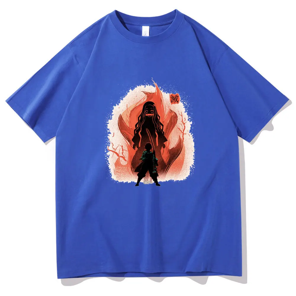 

Japan Comics Demon Slayer T-shirt Funny Kamado Tanjirou and Kamado Nezuko Short Sleeve Tee Print Tops Men Anime Cosplay Tshirt